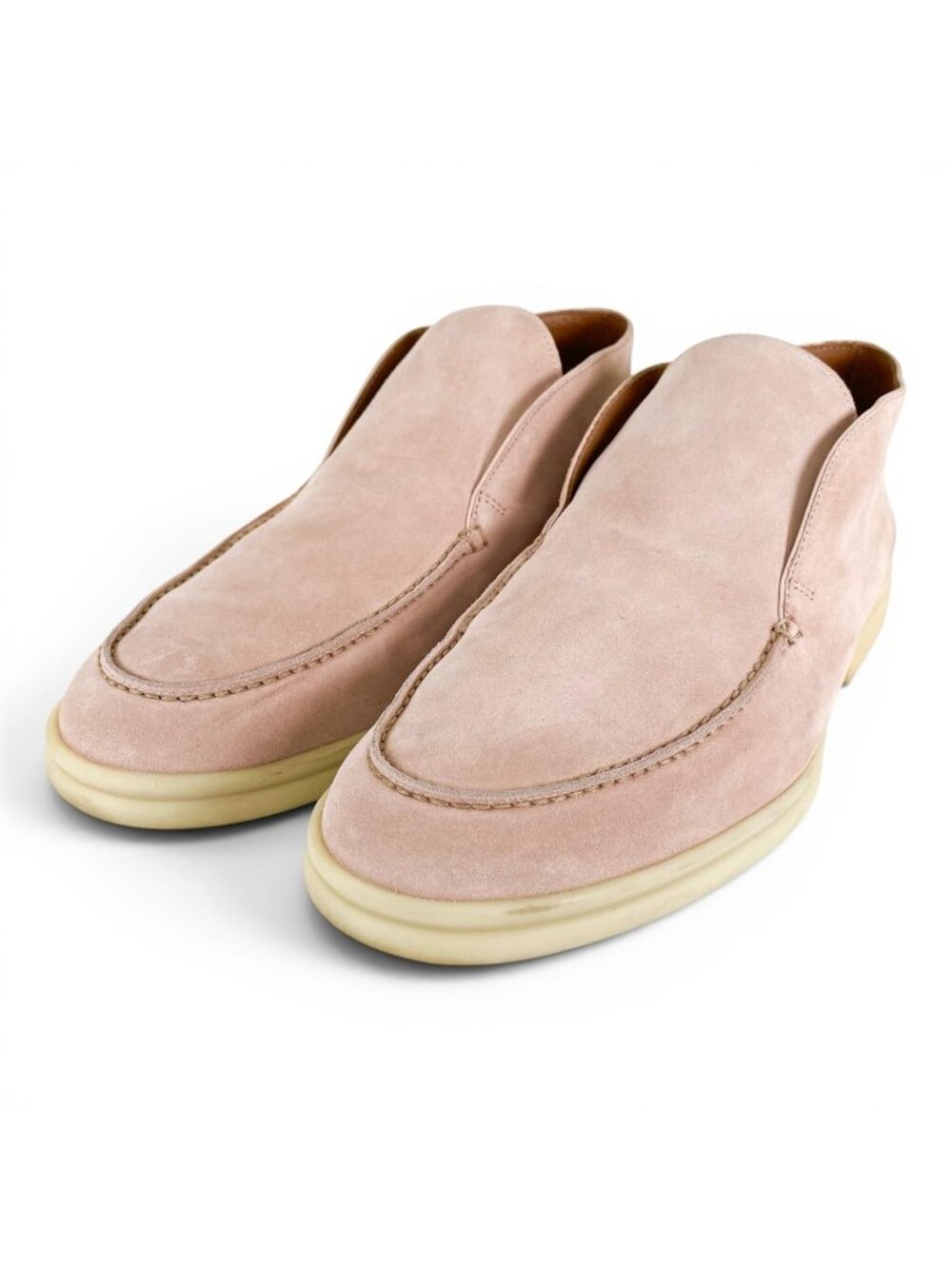 Loro Piana Open Walk Suede Leather Ankle Boots Pink